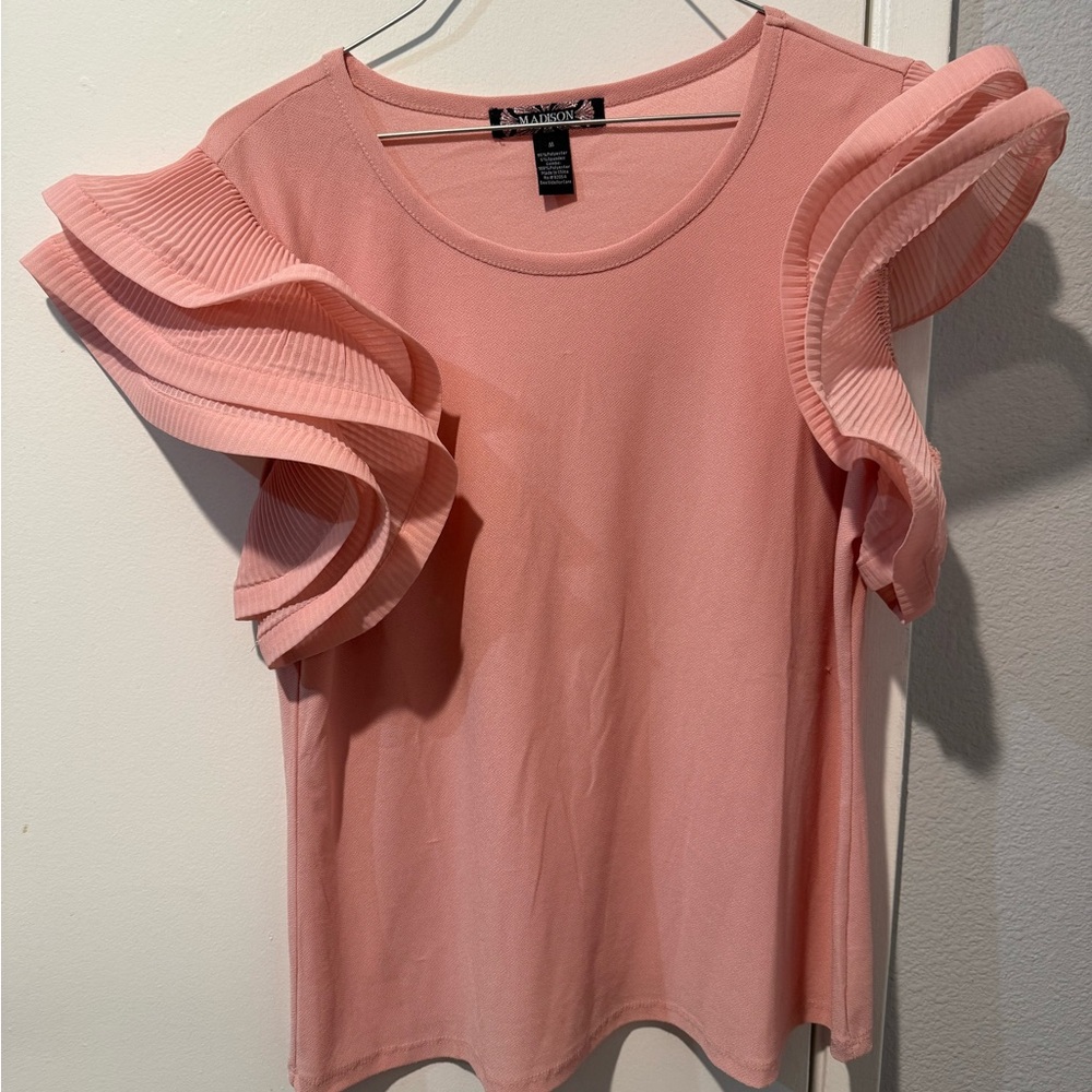 Madison Blush Ruffle Sleeve Blouse